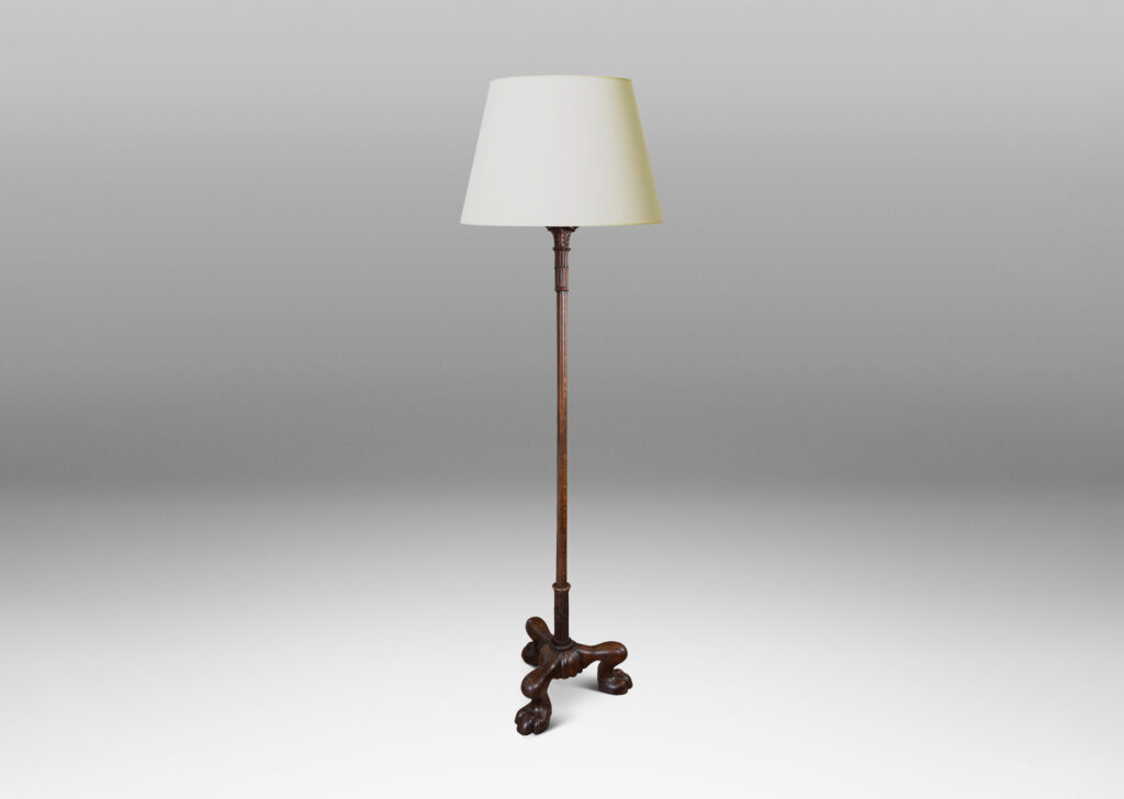 Gallery BAC tall stands with carved leafy capitals on top, and springing lions paw feet at base