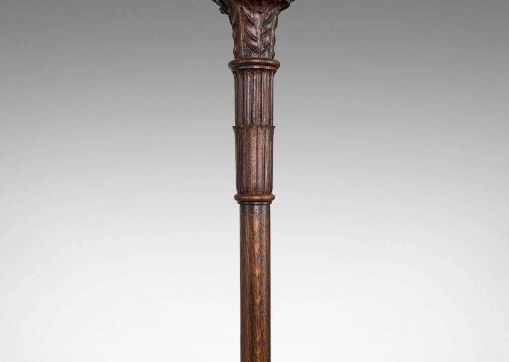 Gallery BAC tall stands with carved leafy capitals on top, and springing lions paw feet at base