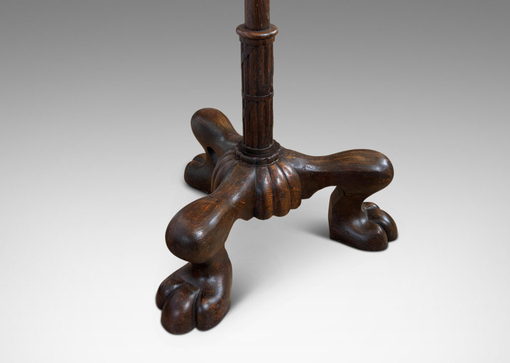 Gallery BAC tall stands with carved leafy capitals on top, and springing lions paw feet at base