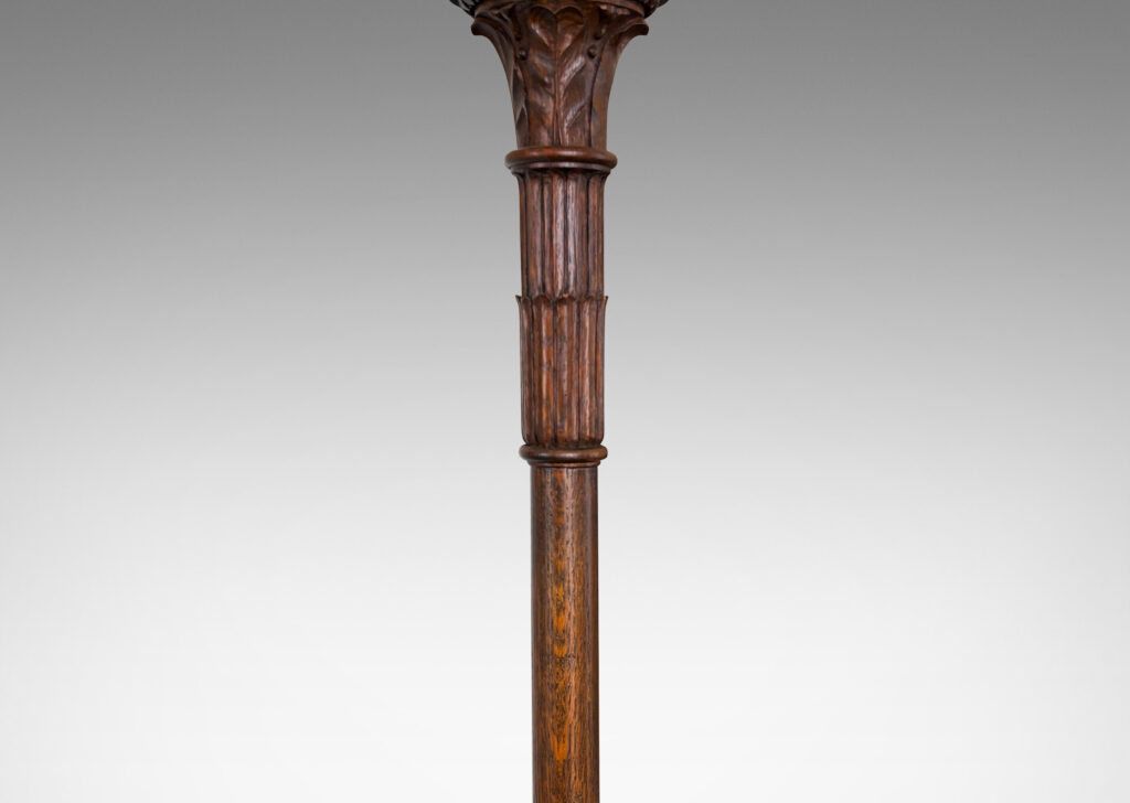 Gallery BAC tall stands with carved leafy capitals on top, and springing lions paw feet at base