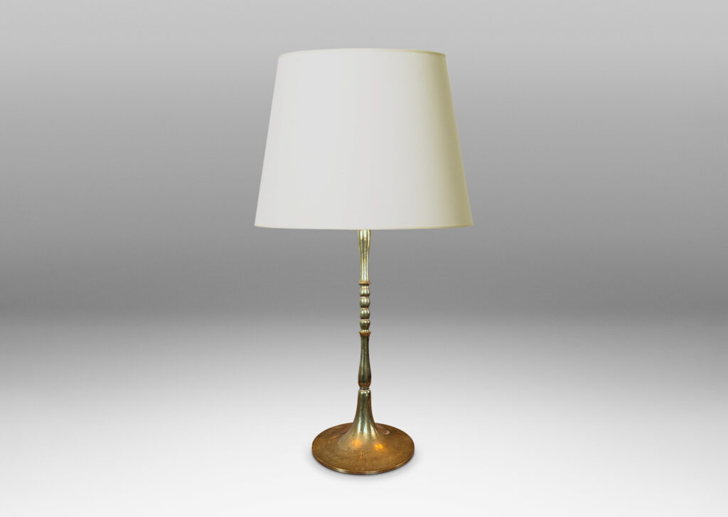 Gallery BAC baroque-inspired sculpted stand and flared base; brass