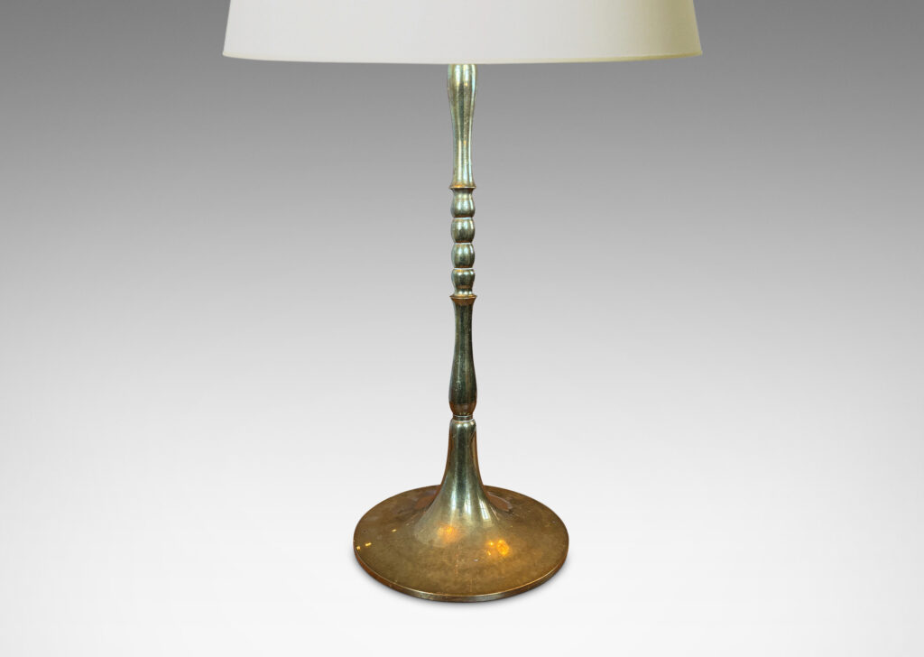 Gallery BAC baroque-inspired sculpted stand and flared base; brass