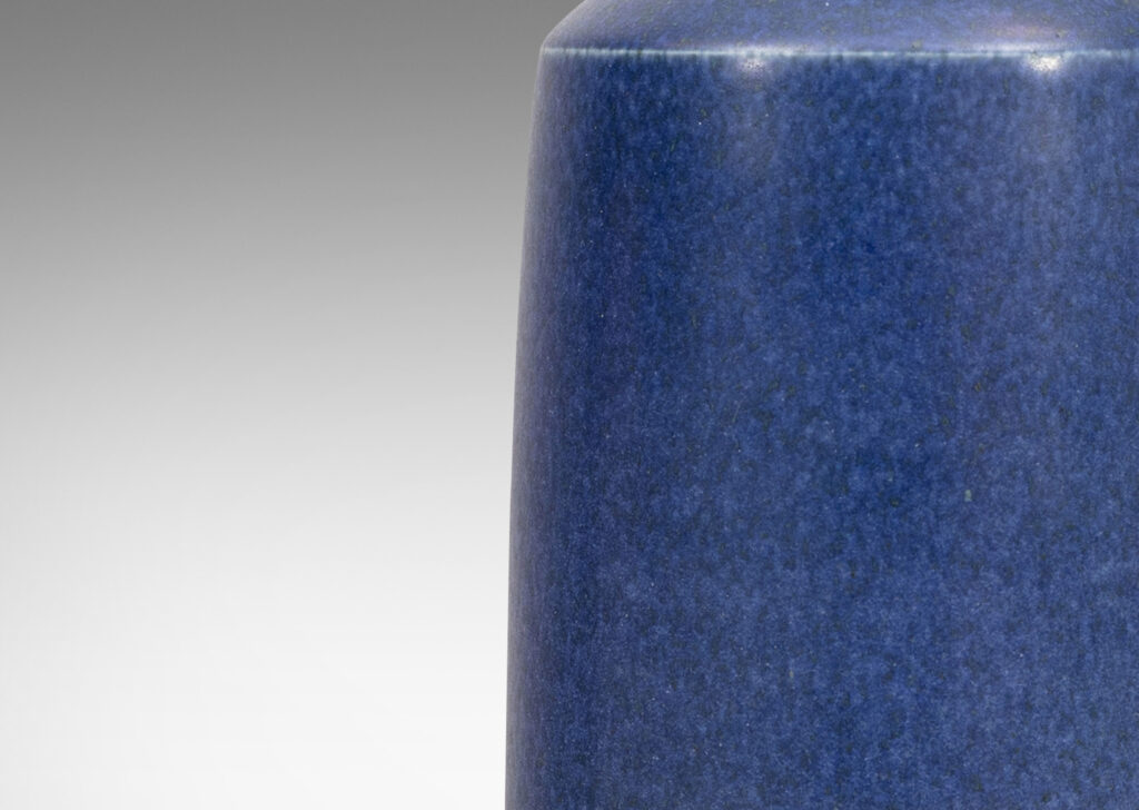 Gallery BAC cylindrical form with bell-like modeling, glazed in a deep blue color