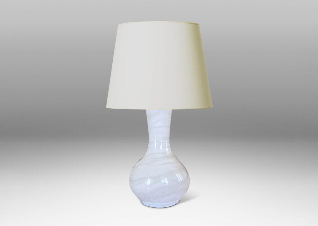 Gallery BAC vase-like forms in solid turned white marble with pale veining