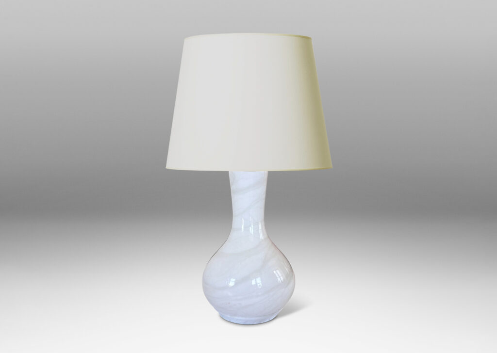 Gallery BAC vase-like forms in solid turned white marble with pale veining