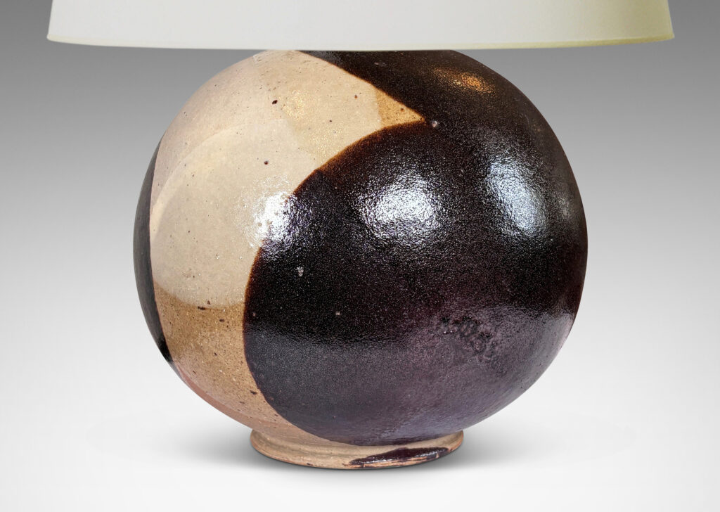 Gallery BAC glazed in overlapping circular forms in dark brown, pale gray and transparent pale taupe