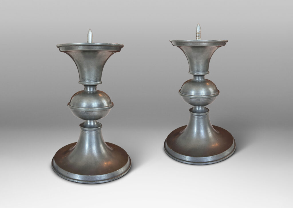 Gallery BAC flared top and base with compressed orb fob; cast pewter