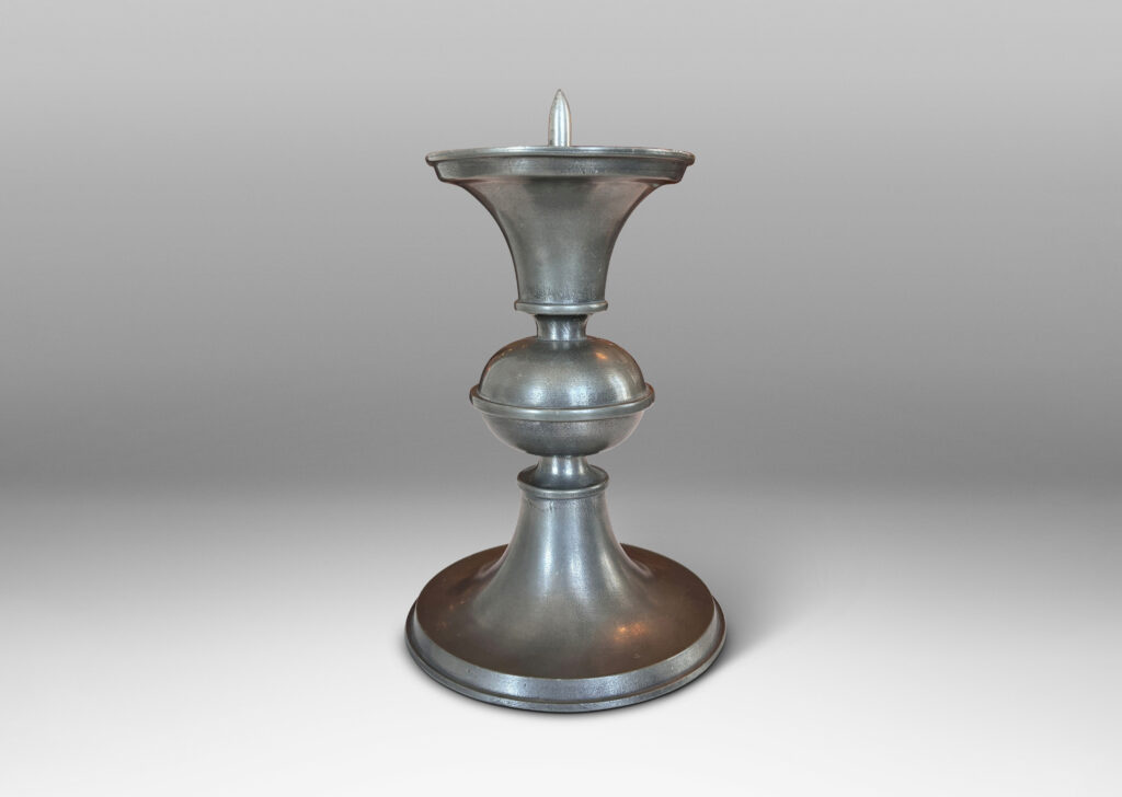 Gallery BAC flared top and base with compressed orb fob; cast pewter