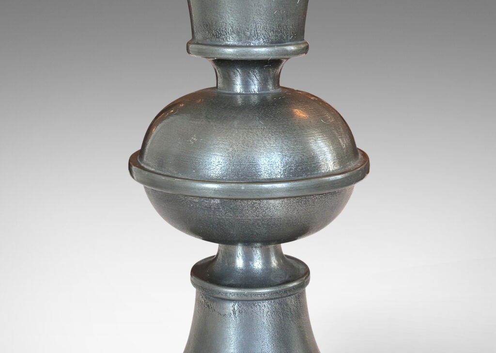 Gallery BAC flared top and base with compressed orb fob; cast pewter