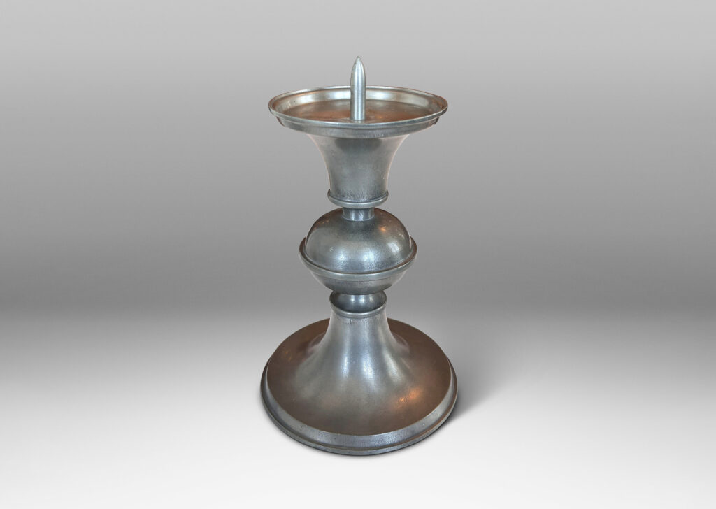 Gallery BAC flared top and base with compressed orb fob; cast pewter