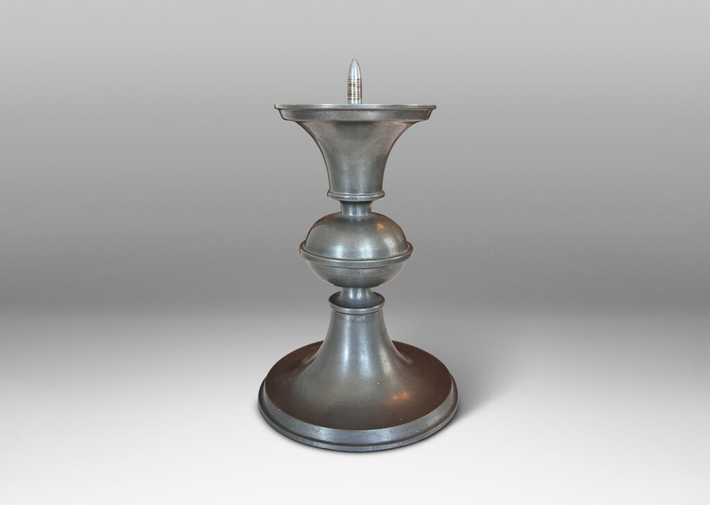 Gallery BAC flared top and base with compressed orb fob; cast pewter