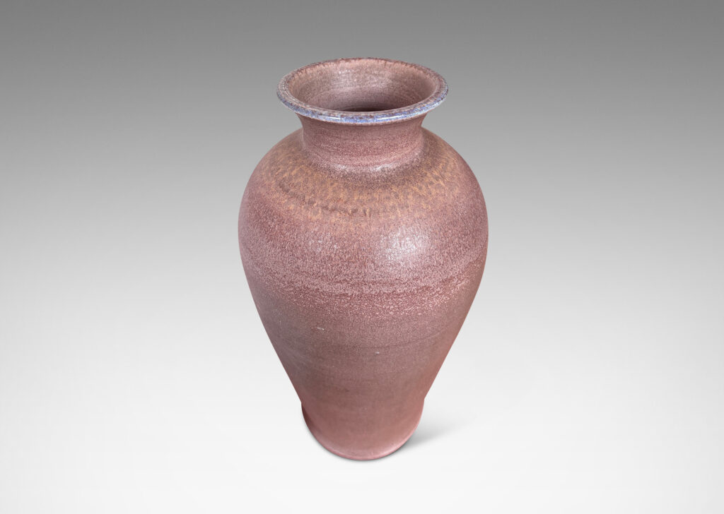 Gallery BAC tall tapered form and flared mouth in a milk chocolate brown with a lavender touch to the lip