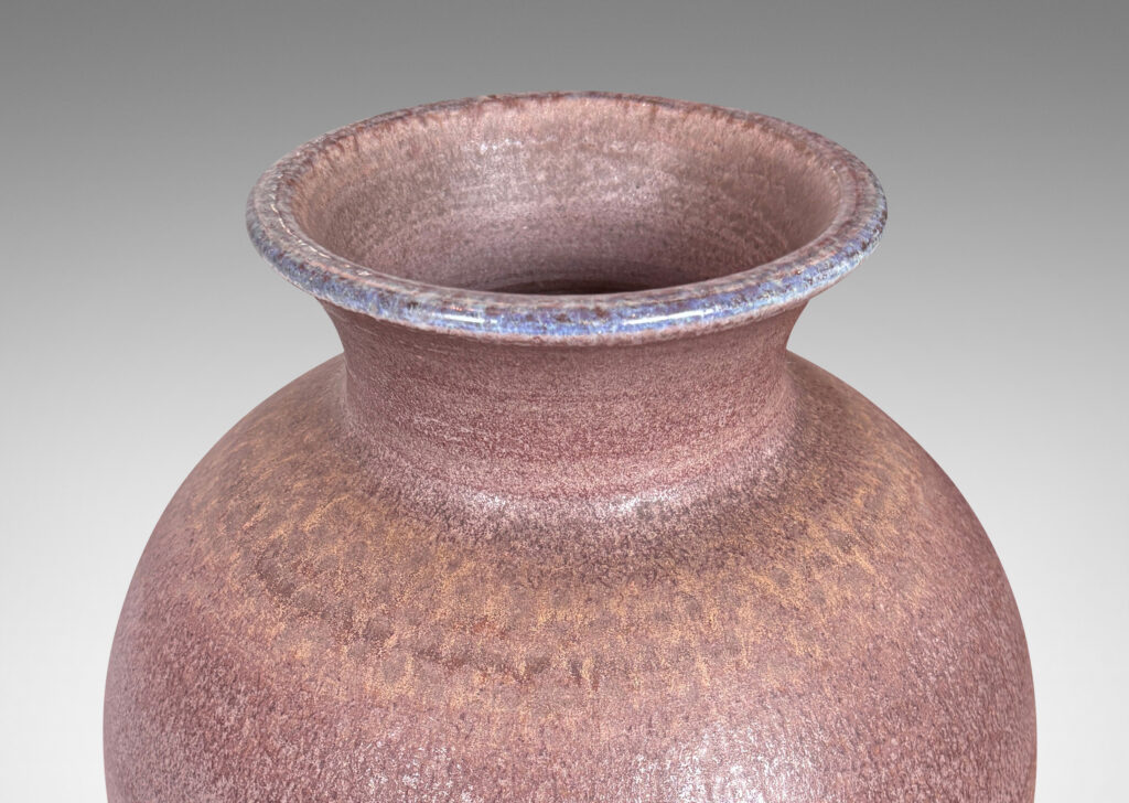 Gallery BAC tall tapered form and flared mouth in a milk chocolate brown with a lavender touch to the lip