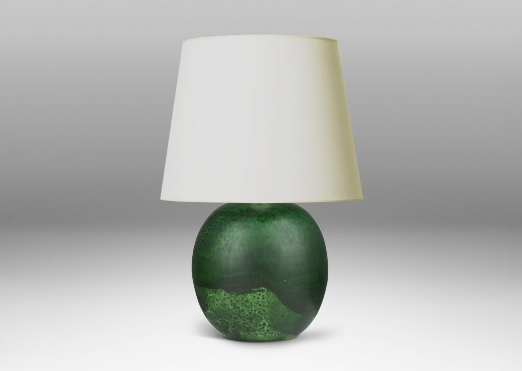 Gallery BAC tall globe form, glazed in a flowing jungle green
