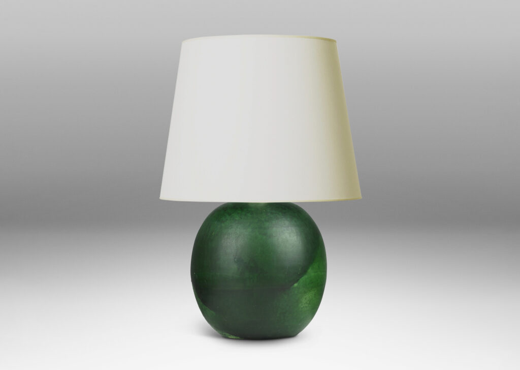 Gallery BAC tall globe form, glazed in a flowing jungle green