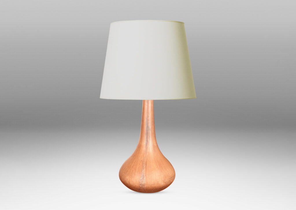Gallery BAC organically modeled bulbous form with a tall attenuated neck, glazed in a matte sandy brown tones