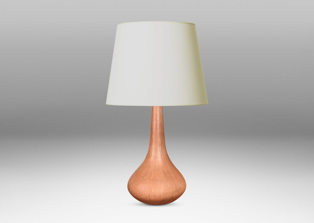 Gallery BAC organically modeled bulbous form with a tall attenuated neck, glazed in a matte sandy brown tones