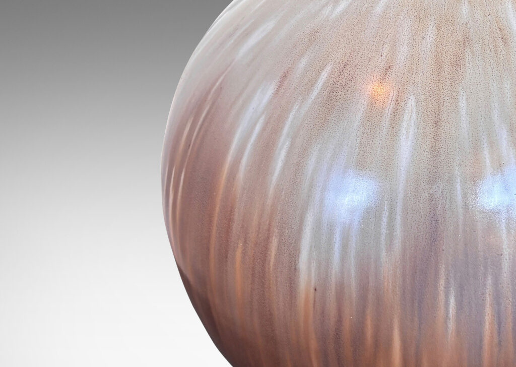 Gallery BAC tapered globe form, magnificently glazed in flowing pale greige and brown