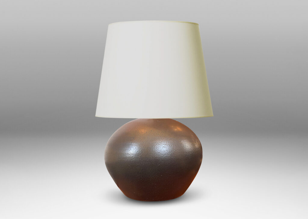 Gallery BAC plump globe form glazed in brown, with greenish raw umber sides