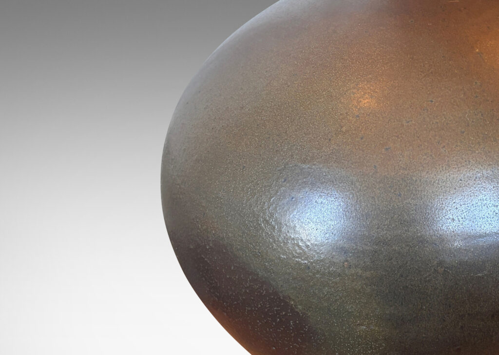 Gallery BAC plump globe form glazed in brown, with greenish raw umber sides