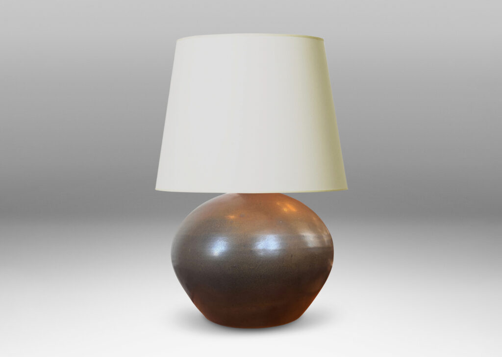 Gallery BAC plump globe form glazed in brown, with greenish raw umber sides