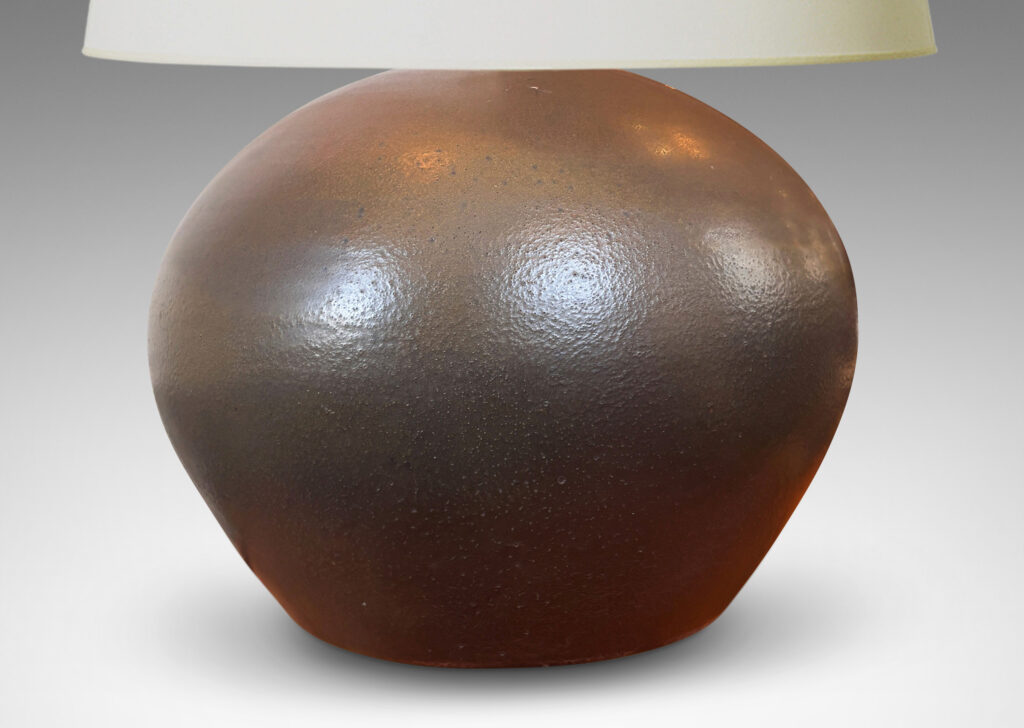 Gallery BAC plump globe form glazed in brown, with greenish raw umber sides