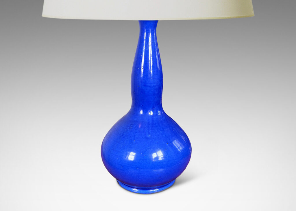 Gallery BAC undulating decanter form glazed in an ultramarine blue