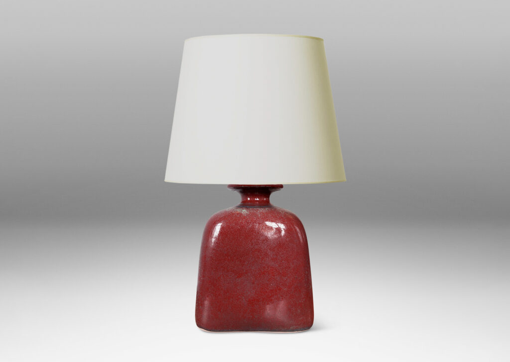 Gallery BAC bottle-like form with gumdrop silhouette and flanged lip, glazed in a marvelous deep oxblood tone