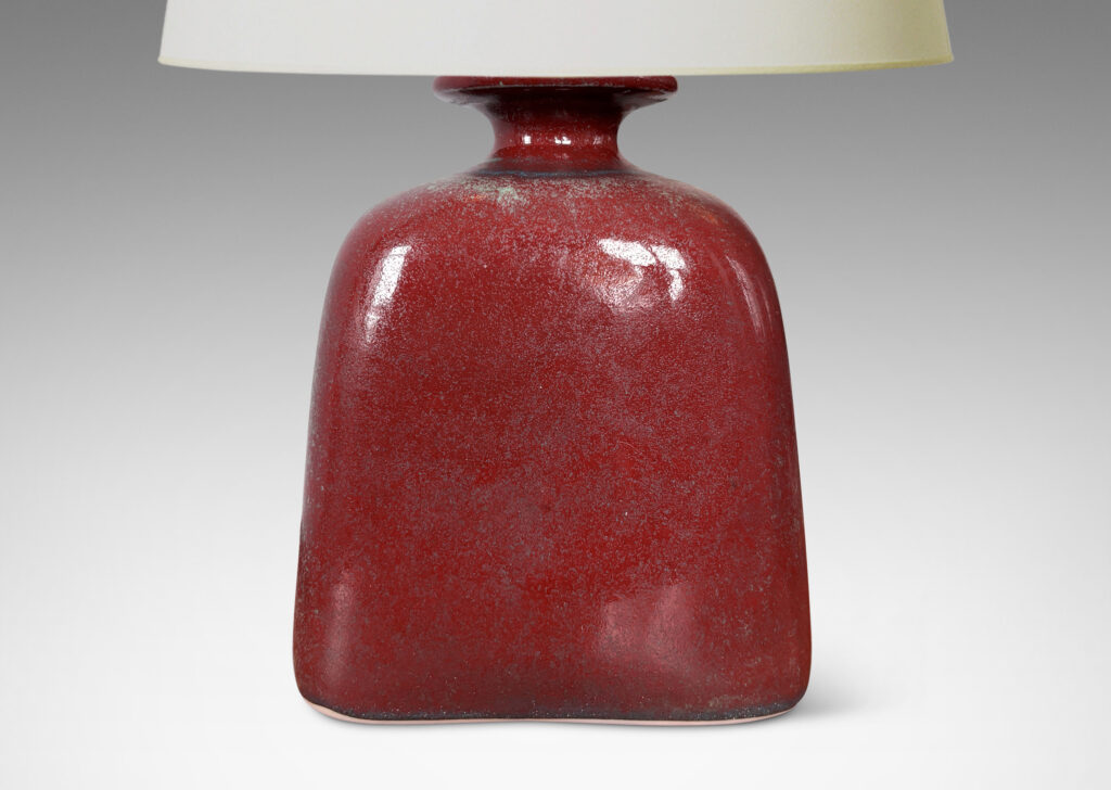 Gallery BAC bottle-like form with gumdrop silhouette and flanged lip, glazed in a marvelous deep oxblood tone