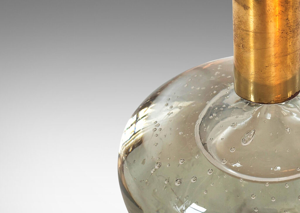 Gallery BAC low crystal bases with engaged bubbles, and brass stands