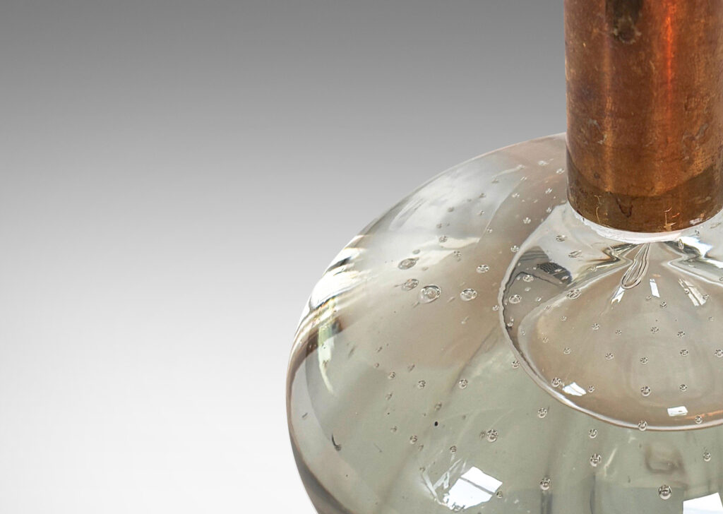 Gallery BAC low crystal bases with engaged bubbles, and brass stands