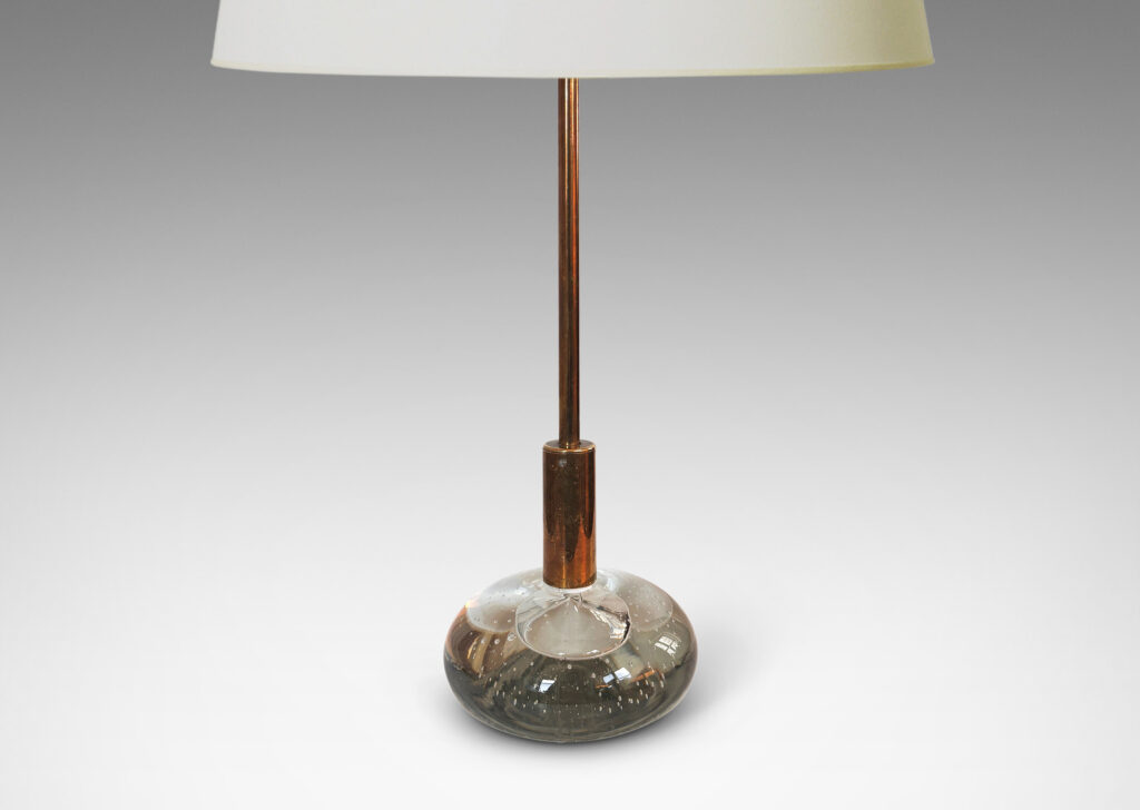 Gallery BAC low crystal bases with engaged bubbles, and brass stands