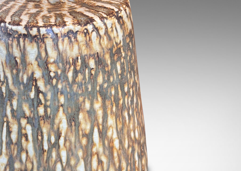 Gallery BAC raked sides with carved rustic texture and flowing brown glaze