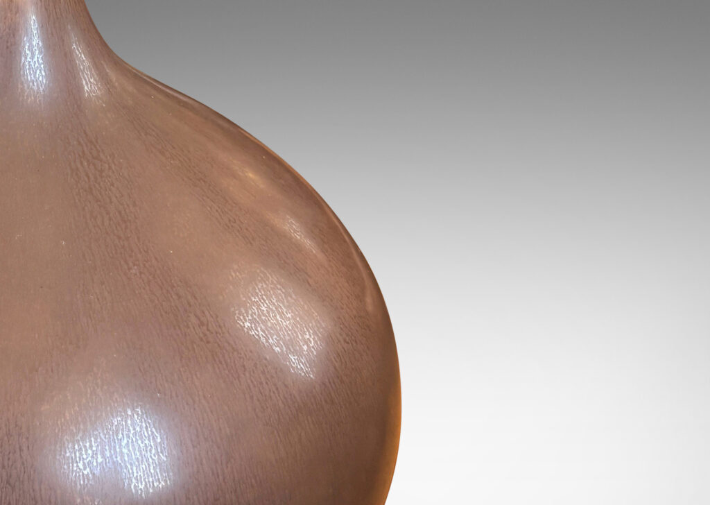 Gallery BAC bulbous form glazed in a soft harefur brown