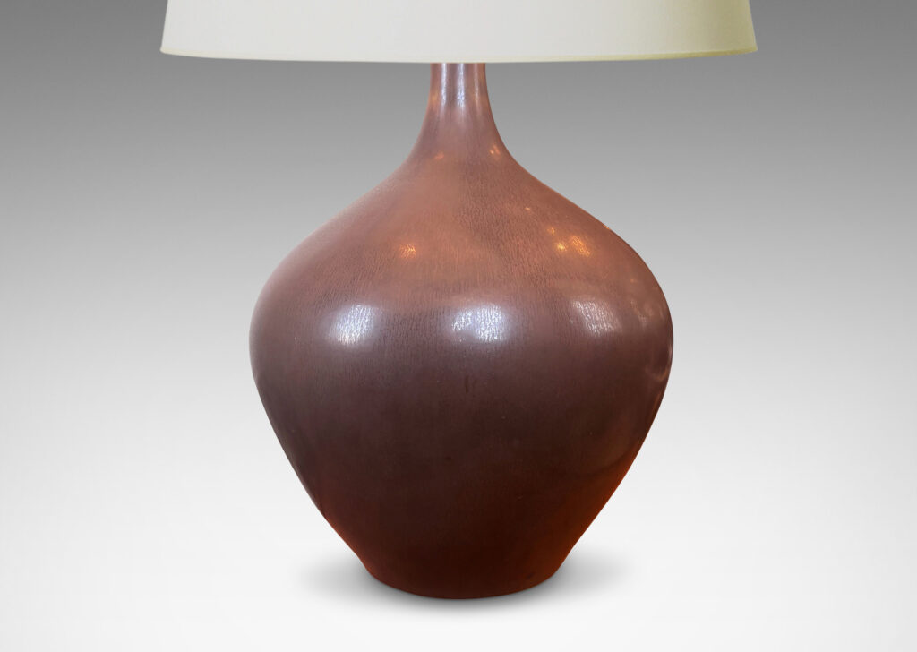 Gallery BAC bulbous form glazed in a soft harefur brown