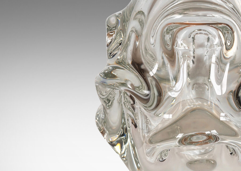 Gallery BAC tall ovoid form with pulled arch motifs in clear hand-blown crystal