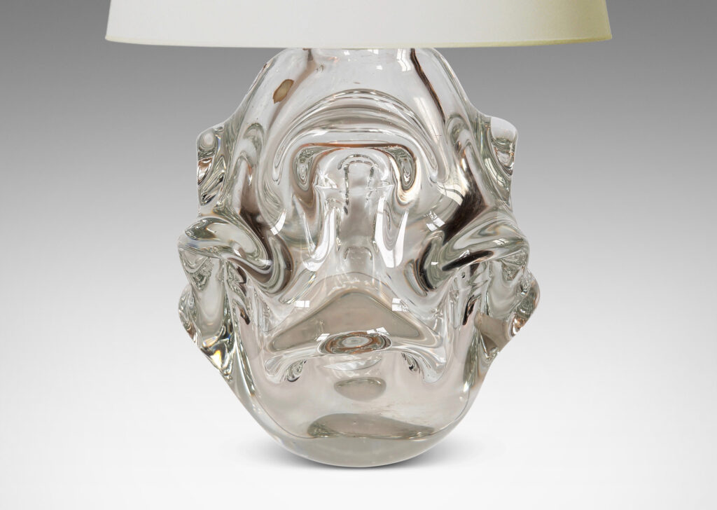 Gallery BAC tall ovoid form with pulled arch motifs in clear hand-blown crystal