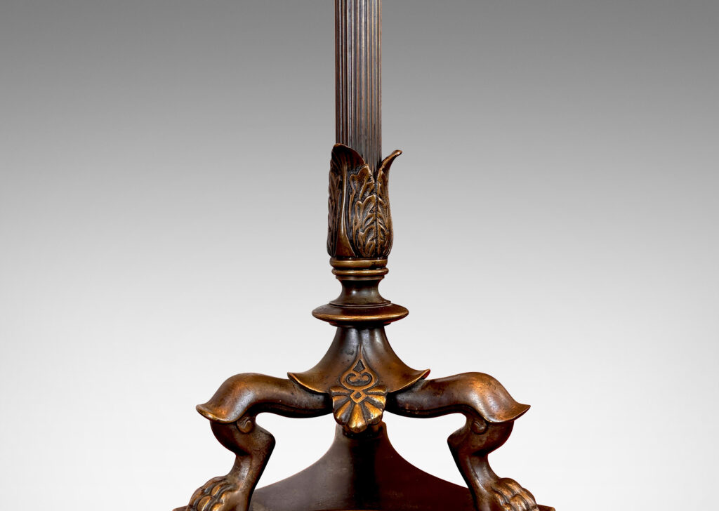 Gallery BAC tall reeded stand on a lion paw tripod base, with acanthus leaf and anthemion ornaments