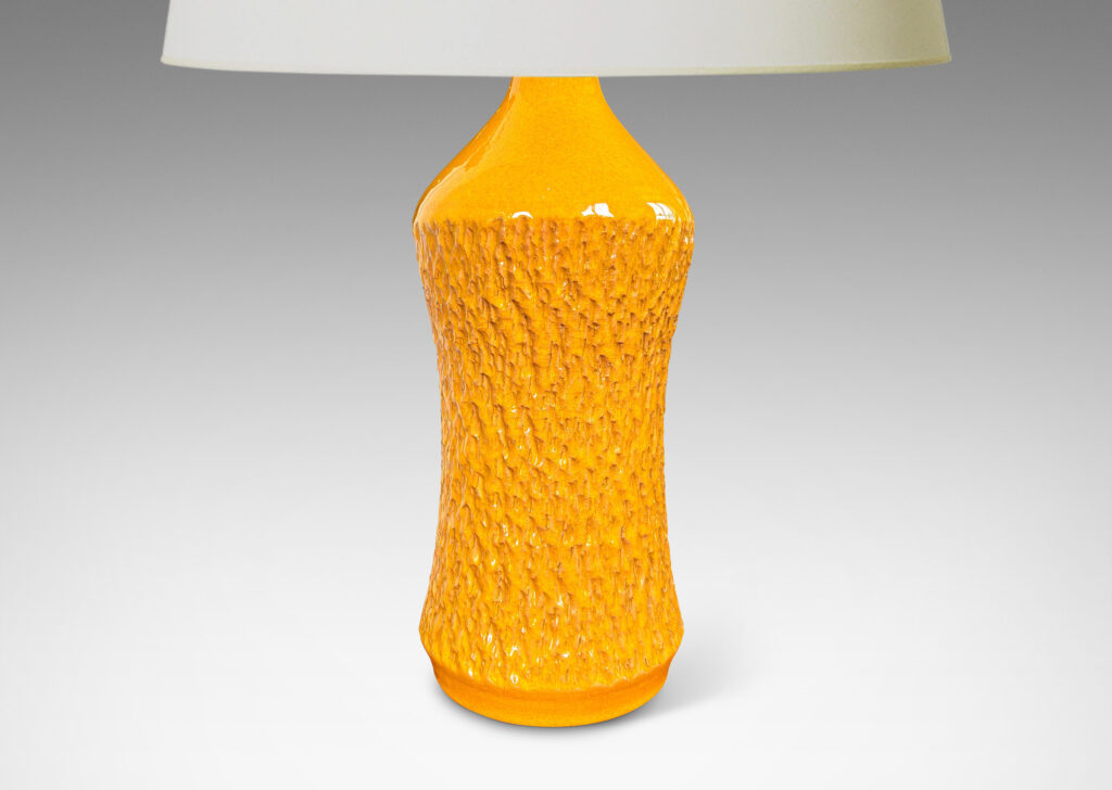 Gallery BAC sinuously modeled profile with carved texture and saturated yellow glaze
