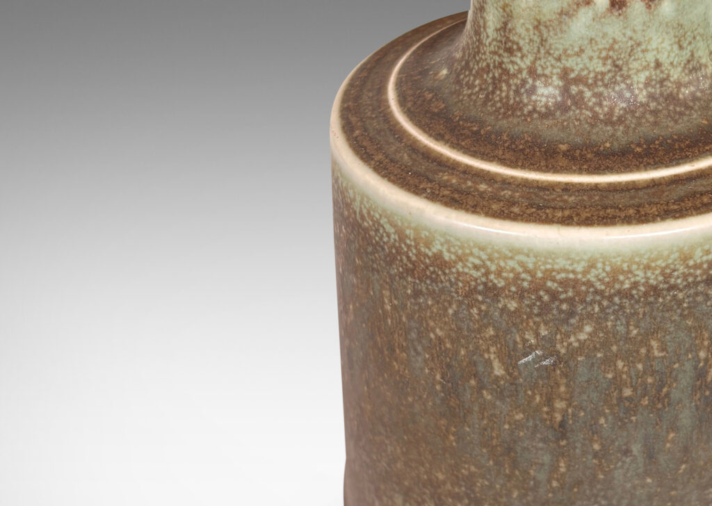 Gallery BAC decanter-like form with a wide compressed base and sprouting neck