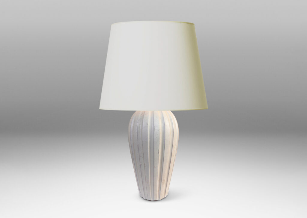 Gallery BAC vertically fluted bulbous form in an eggshell finish ivory glaze