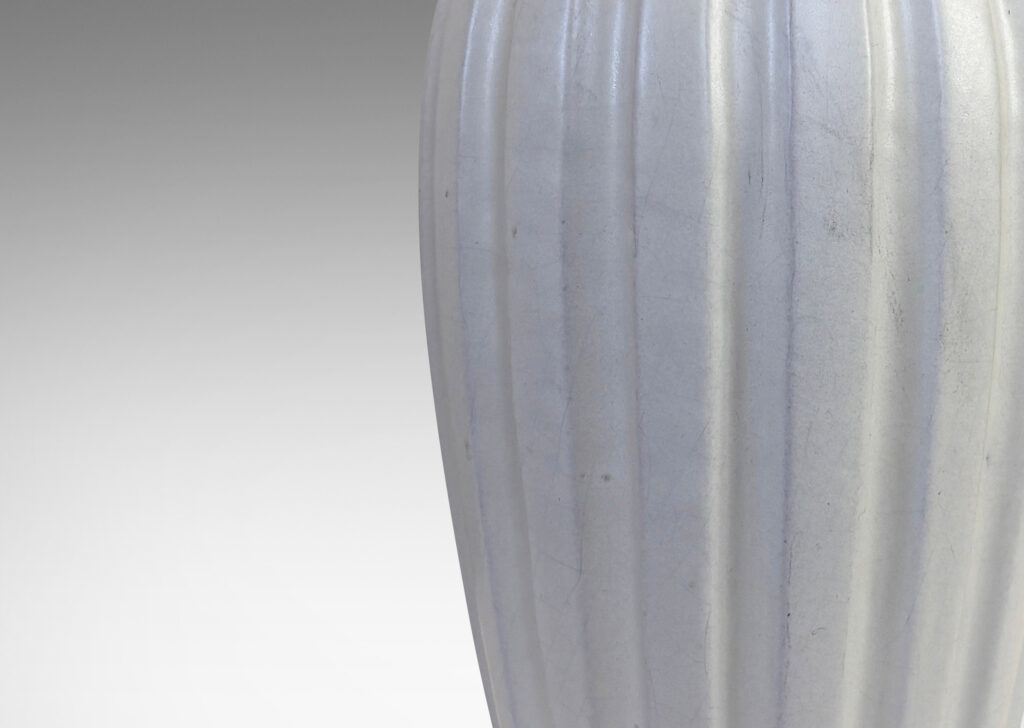Gallery BAC vertically fluted bulbous form in an eggshell finish ivory glaze