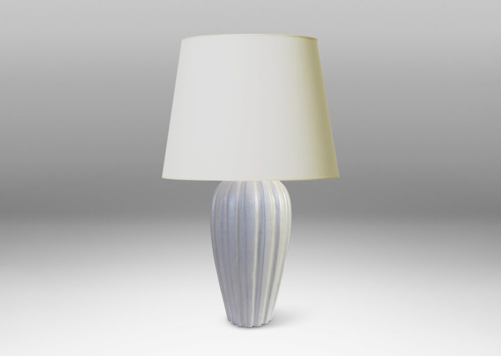 Gallery BAC vertically fluted bulbous form in an eggshell finish ivory glaze