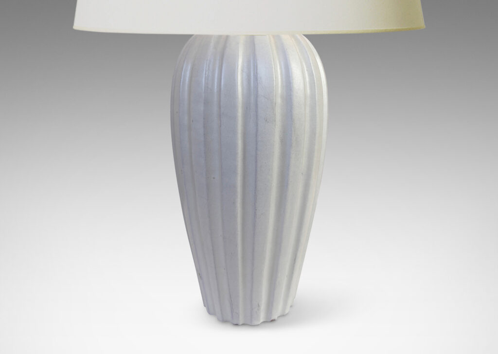 Gallery BAC vertically fluted bulbous form in an eggshell finish ivory glaze