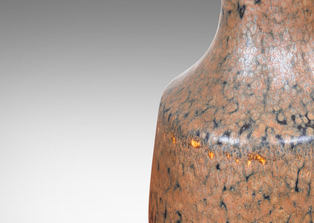 Gallery BAC gourd form, glazed in matte mottled warm medium brown over a cool cark brown