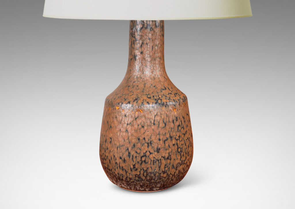 Gallery BAC gourd form, glazed in matte mottled warm medium brown over a cool cark brown