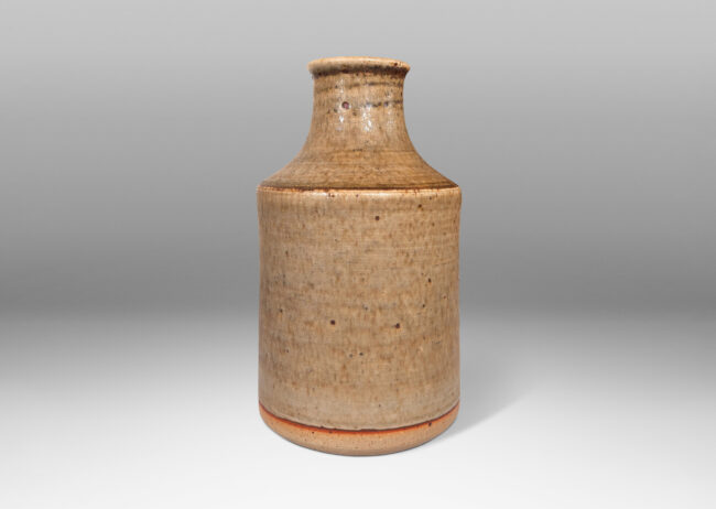 Gallery BAC cylindrical form with sprouting neck, glazed in a watery greenish gray