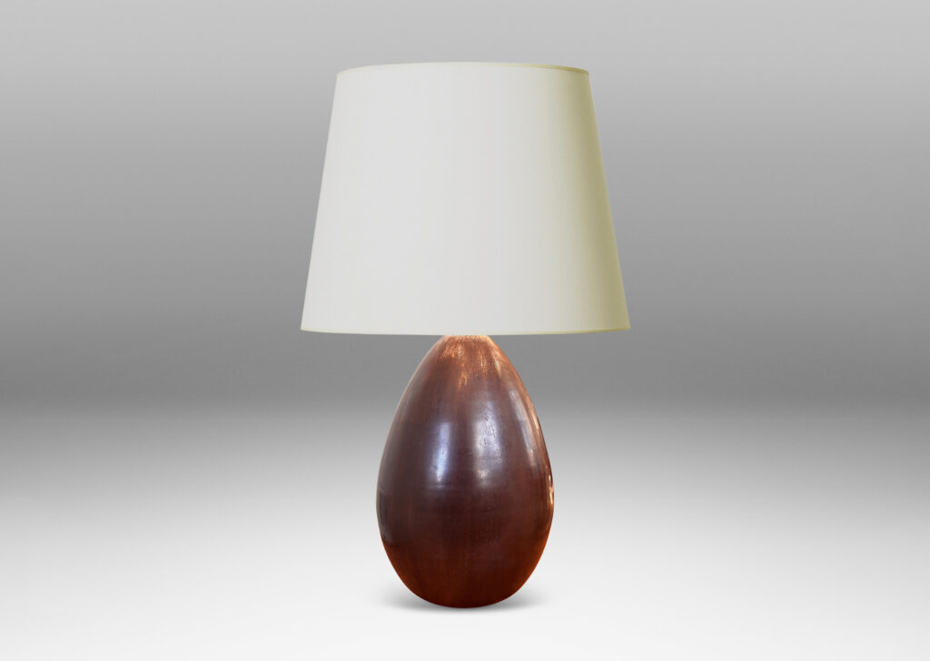 Gallery BAC large drop form, glazed in a mild chocolate brown with pale gray