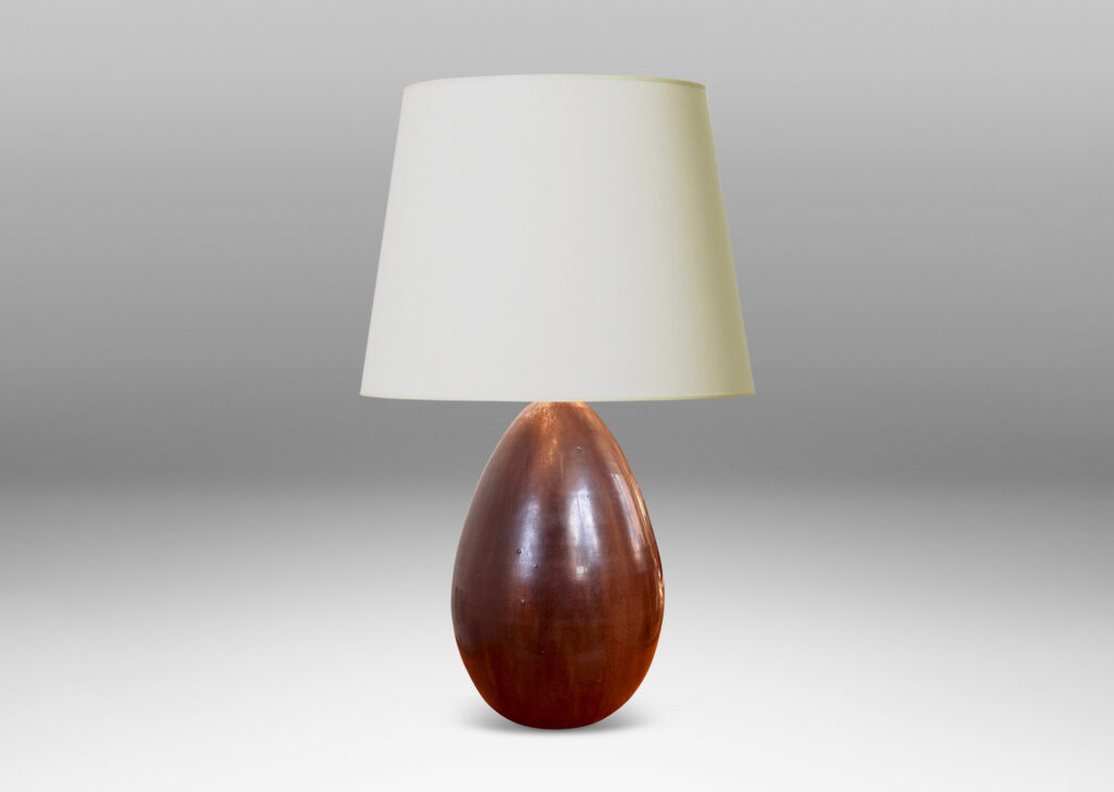 Gallery BAC large drop form, glazed in a mild chocolate brown with pale gray