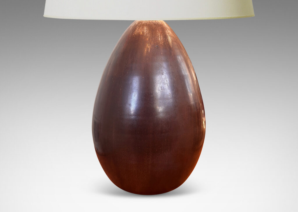 Gallery BAC large drop form, glazed in a mild chocolate brown with pale gray